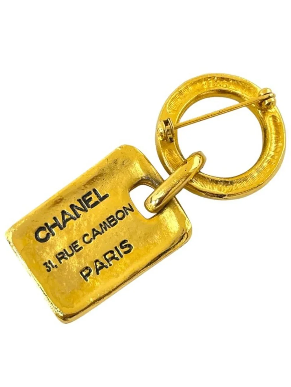 Chanel Brooch Cambon Plate Swing 31 Rue Metal Gold